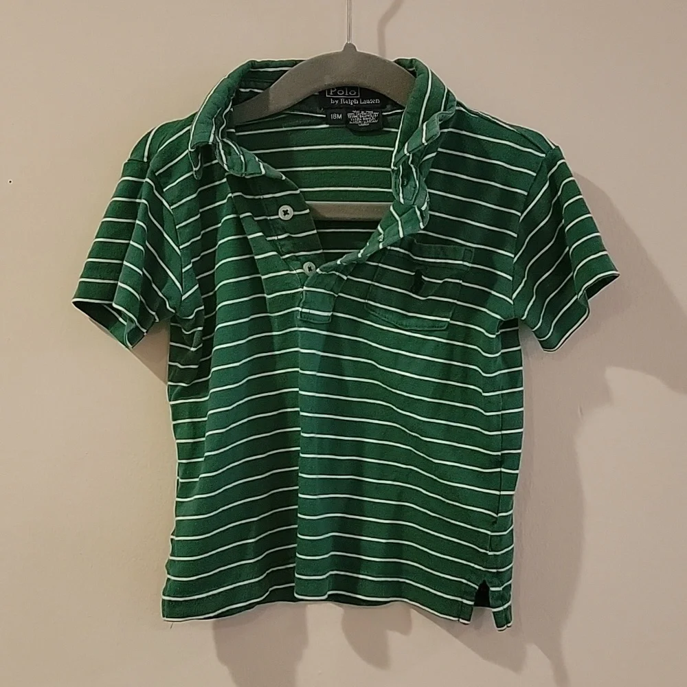 Green and white polo ralph lauren shirt kids 18 months